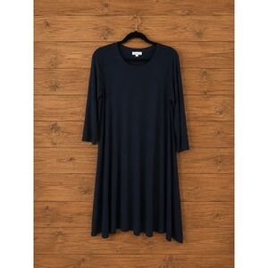 Womens Black Swing Dress Loft Large Stretch Knit 90s Y2K Minimalist Casual